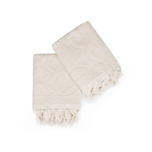 Set di due asciugamani bianchi Bohème, 90 x 50 cm - Foutastic-image-2