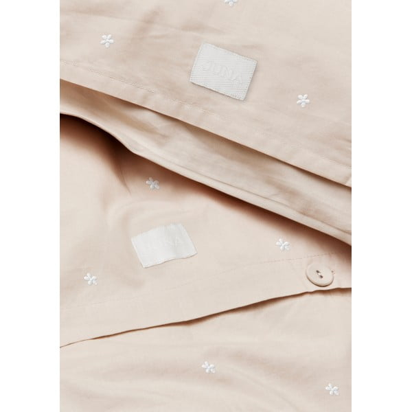 Set copripiumino e federa beige in percalle di cotone per letto singolo 140x200 cm Daisy – JUNA-image-3