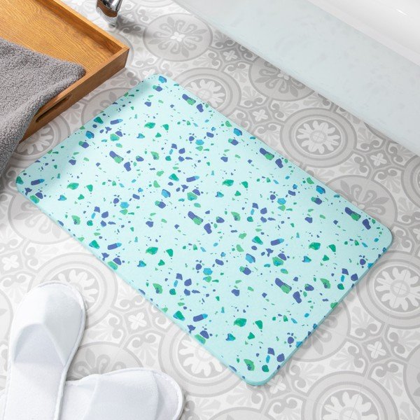 Tappeto da bagno azzurro 39x60 cm Terrazzo - Artsy Doormats-image-1