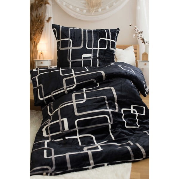 Biancheria da letto singola in microflanella nera 140x200 cm - Jerry Fabrics