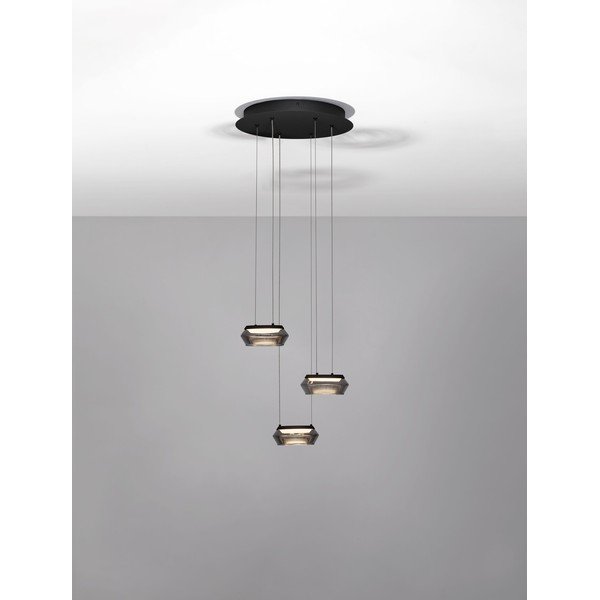 Lampadario LED nero opaco in vetro con intensità regolabile ø 35 cm Jailyn – Nova Luce-image-4