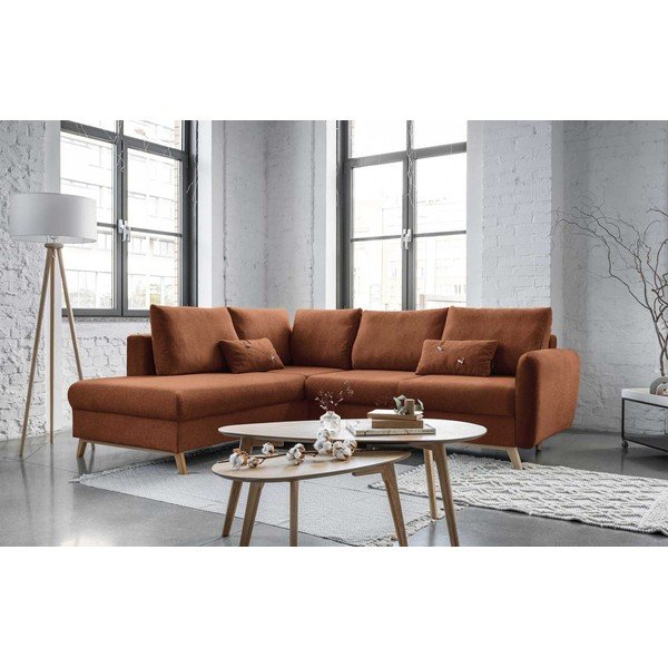 Divano letto angolare arancio mattone L, angolo sinistro Scandic Lagom - Miuform-image-3