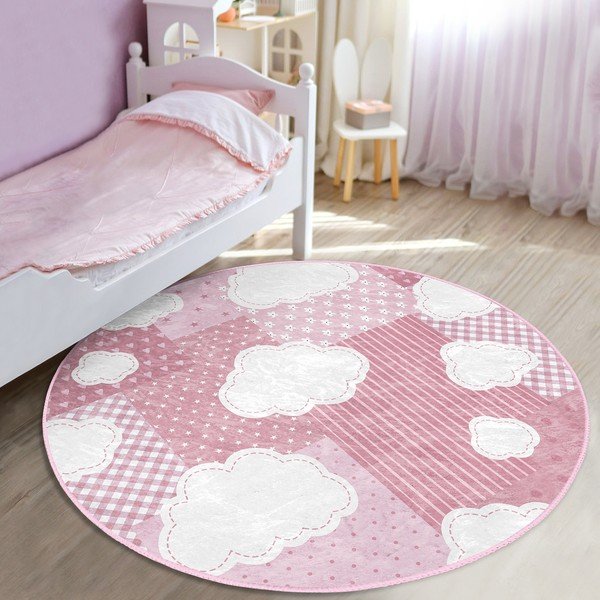 Tappeto rosa per bambini ø 100 cm Comfort - Mila Home-image-3