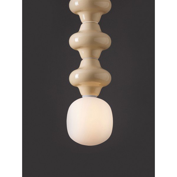 Lampadario bianco/color crema in ceramica con paralume in vetro ø 18 cm Clio – Nova Luce-image-1