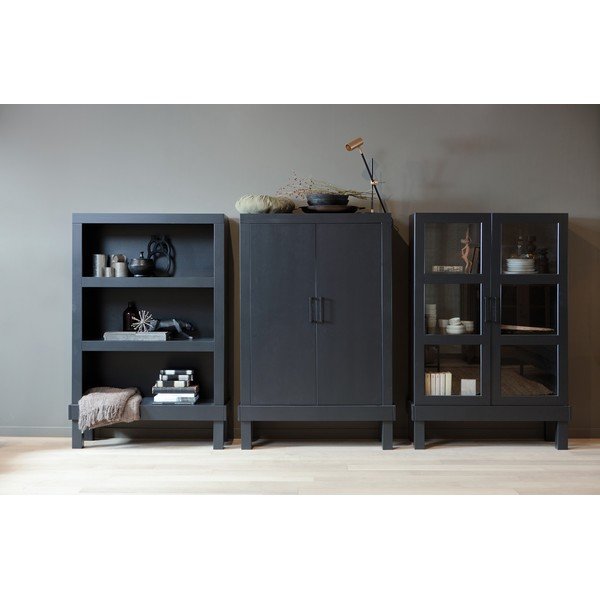 Libreria nera in pino massiccio 107x160x39 cm Bonk – WOOOD-image-1