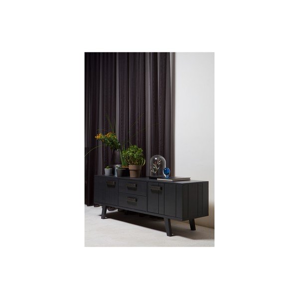 Tavolo TV in pino nero 150x55 cm Watch - Basiclabel-image-2