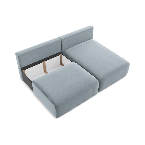 Divano angolare blu allungabile/con contenitore (con penisola a destra/con chaise lounge) con rivestimento in velluto Kalena – Makamii-image-4