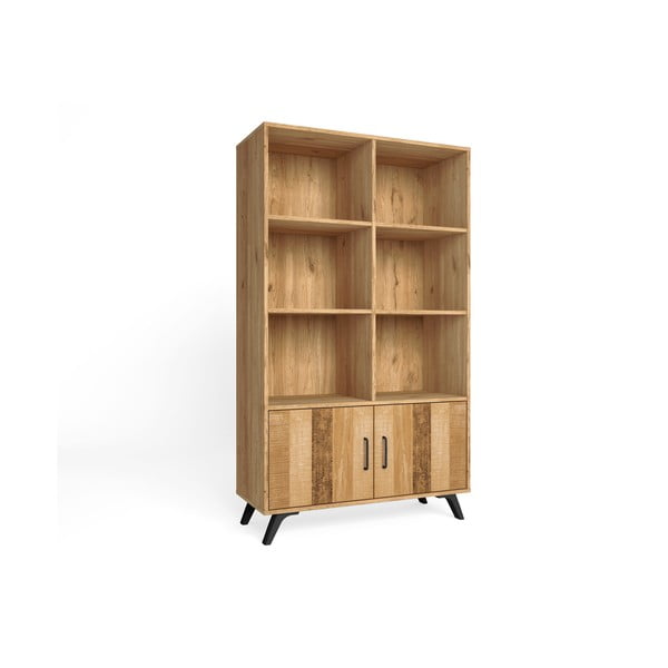 Libreria in rovere decorato in colore naturale 92x160 cm Nordic - Marckeric-image-2