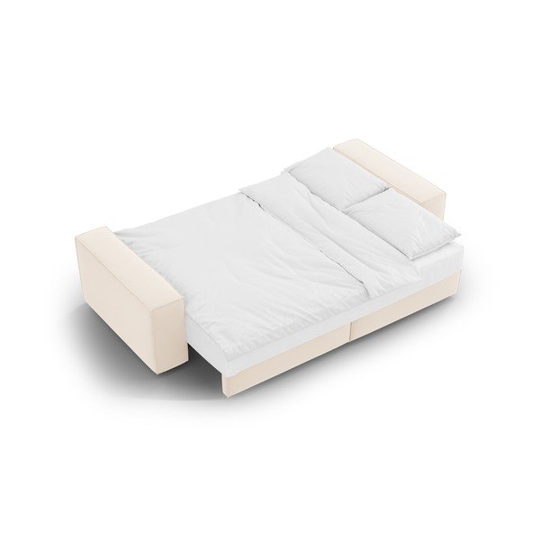 Divano beige allungabile/con contenitore con rivestimento in velluto 247 cm Jodie – Micadoni -image-4