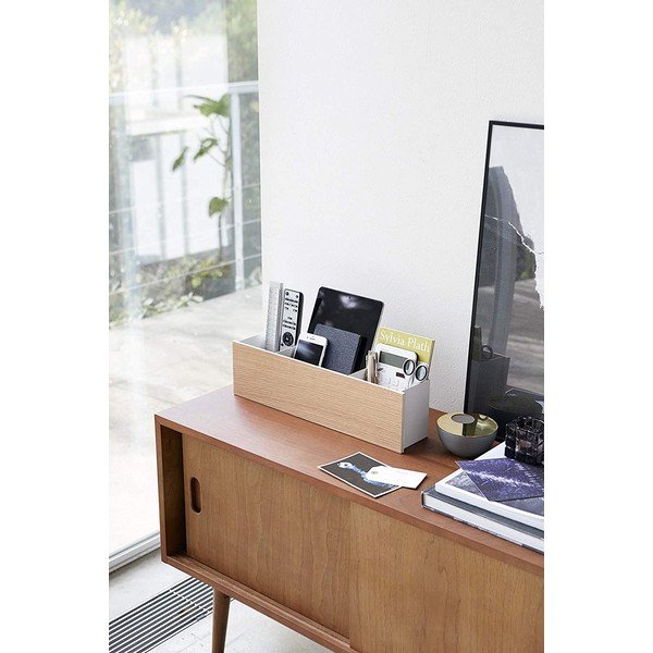 Organizer bianco/di colore naturale in metallo per cancelleria Rin – YAMAZAKI-image-1
