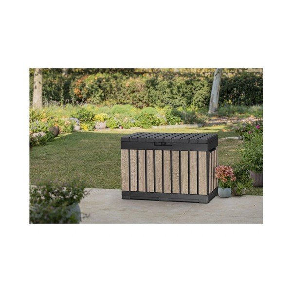 Contenitore da giardino nero/colore naturale chiaro in plastica Deco Kentwood Ashwood – Keter-image-1