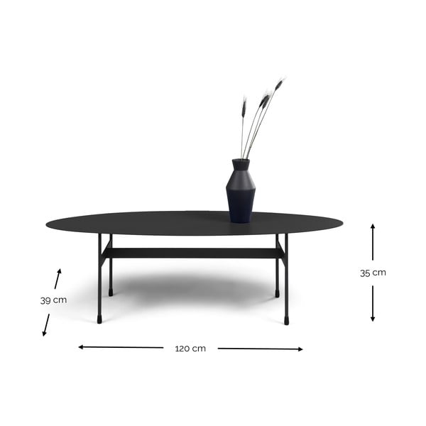 Tavolino da salotto nero in metallo 39x120 cm Mira – Spinder Design-image-4