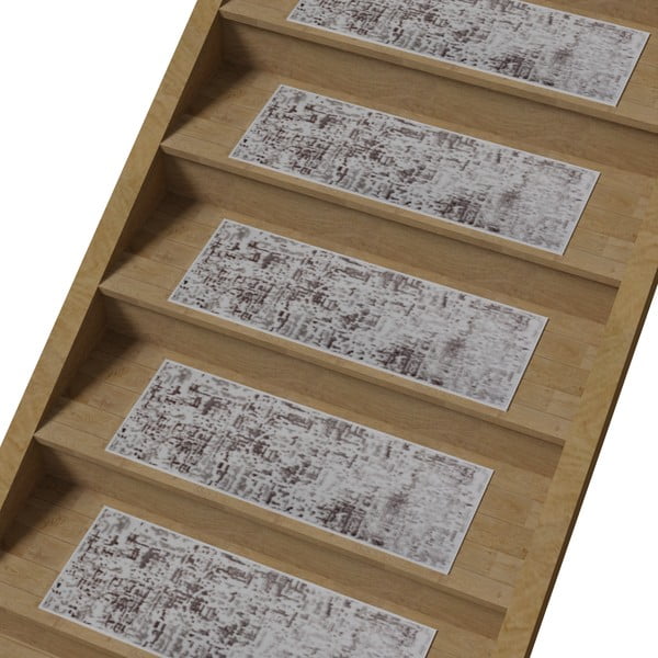 Passatoia per scale grigio e marrone chiaro in cotone set da 16 pz 25x65 cm Milan Vizon - Vitaus-image-1