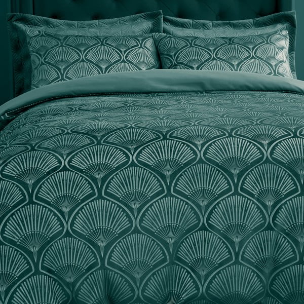 Biancheria verde per letto matrimoniale 200x200 cm Art Deco Pearl - Catherine Lansfield-image-4
