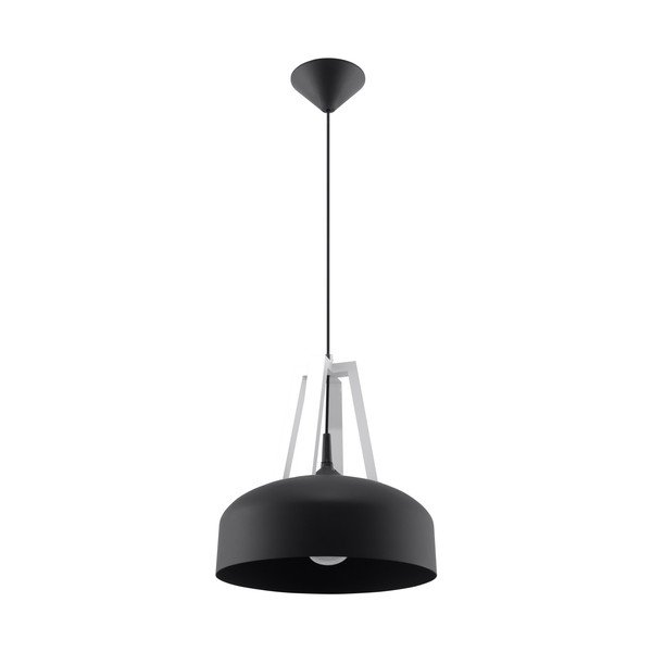 Apparecchio a sospensione nero con paralume in legno/metallo ø 30 cm Olla - Sollux