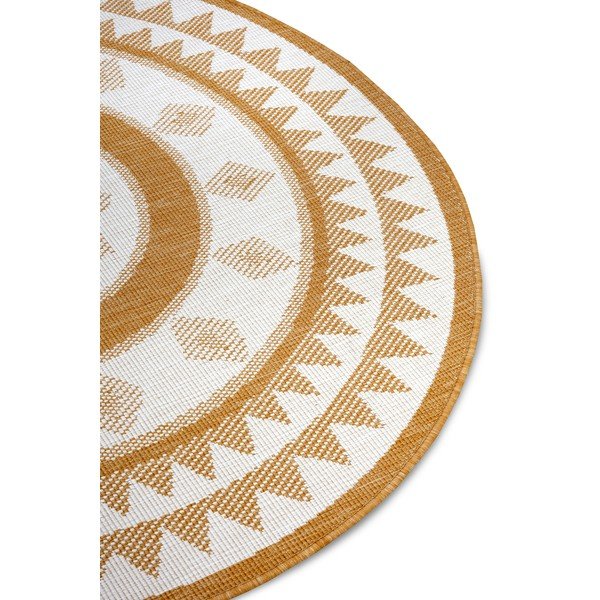 Tappeto rotondo per esterni giallo ocra-bianco ø 140 cm Jamaica - NORTHRUGS-image-4
