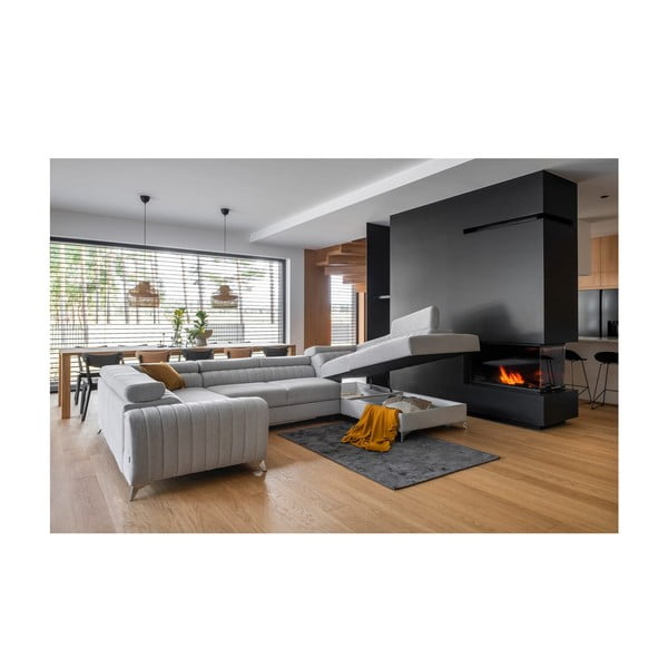 Divano angolare grigio scuro allungabile/con contenitore (con penisola a destra/a U) Louis – ELTAP-image-2