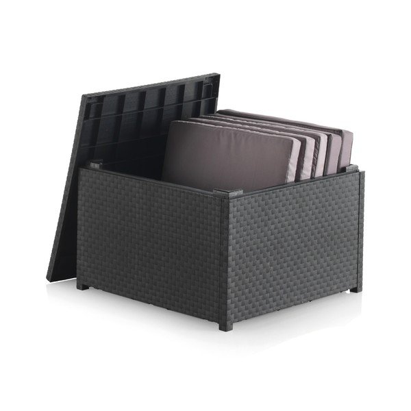 Tavolino da esterno grigio in rattan 56x56 cm - Juinsa-image-3