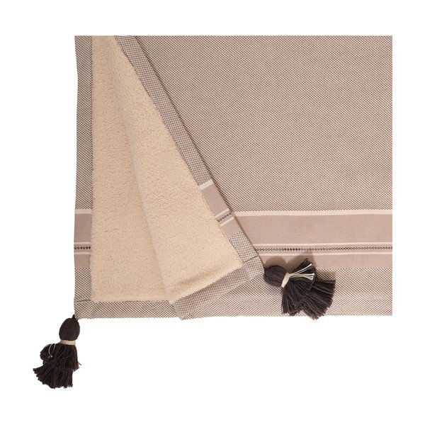 Telo da bagno in cotone grigio e beige, 70 x 130 cm Brunella - Foutastic