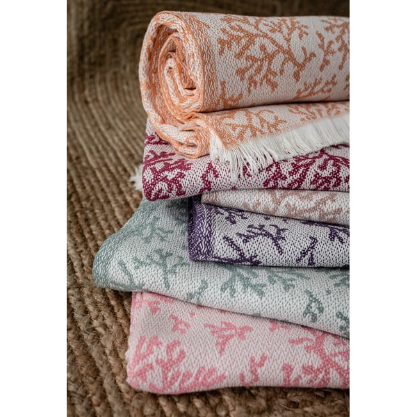 Plaid rosa scuro con cotone Summer , 140 x 180 cm Coral - Euromant-image-2