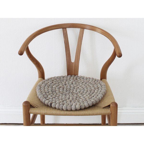 Cuscino per sedia a sfera in lana marrone sabbia, ⌀ 39 cm - Wooldot-image-2