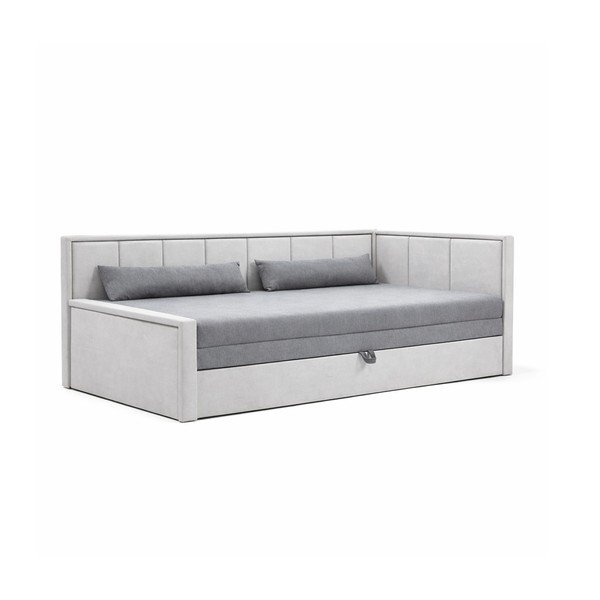 Divano grigio allungabile/con contenitore e rivestimento in ciniglia 214 cm Fulgeo – ELTAP