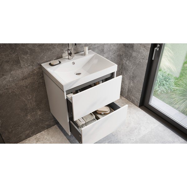 Mobile da lavabo bianco opaco da appendere 61x65 cm Bodera – Germania-image-1