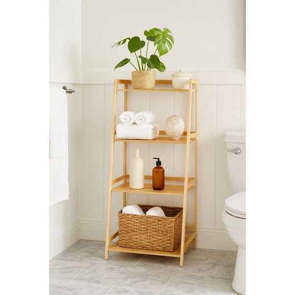 Scaffale per il bagno di colore naturale in bambù 52x115 cm Elori – Bonami Essentials-image-1