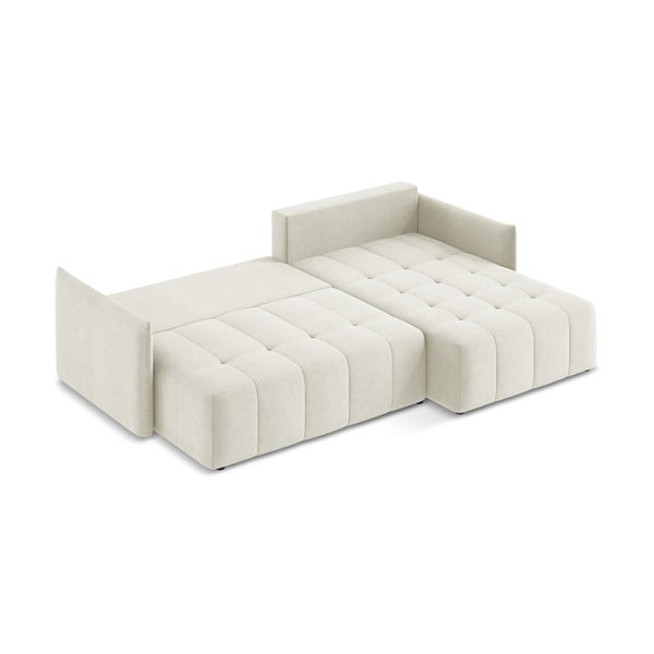 Divano angolare beige allungabile/con contenitore (con penisola a destra/con chaise lounge) Moku – Makamii-image-3