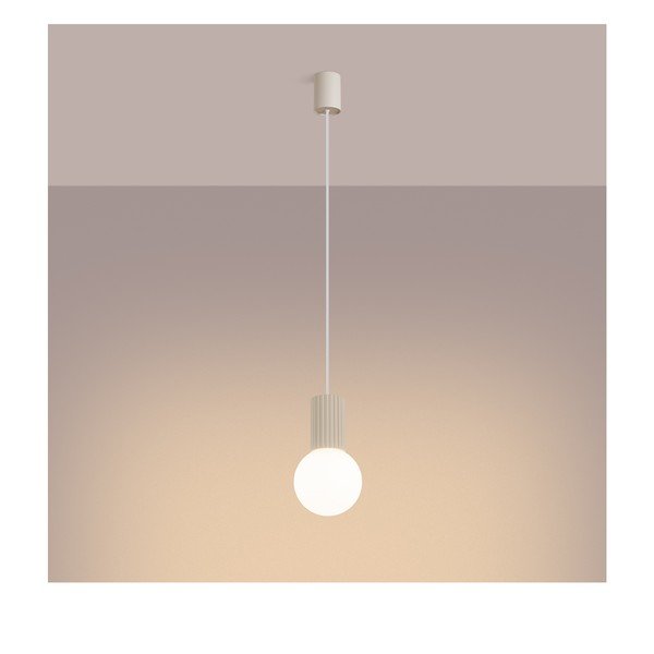Lampadario color crema con paralume in vetro ø 12 cm Orbital – Sollux-image-3