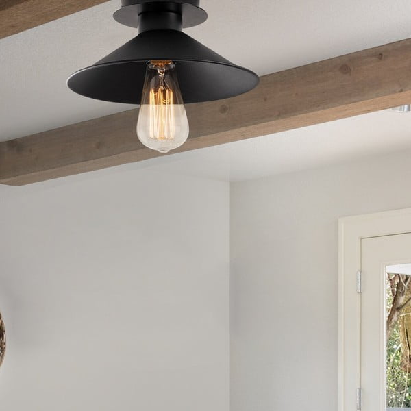 Plafoniera nera con paralume in metallo ø 24 cm Berceste – Opviq lights-image-1