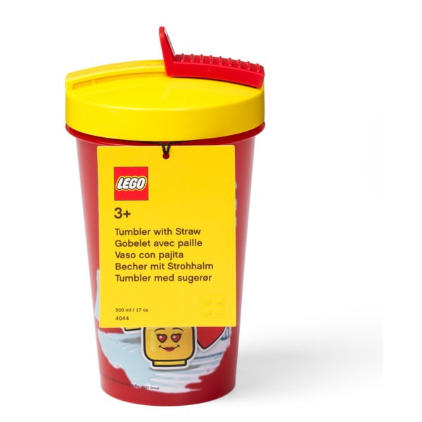 Tazza rossa con coperchio giallo e cannuccia , 500 ml Iconic - LEGO®-image-1