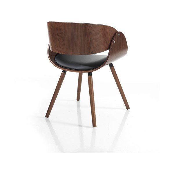 Sedia da pranzo nera/marrone scuro in imbottito con braccioli Visby Evo – Tomasucci-image-3