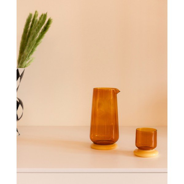 Set di caraffa e bicchiere color ambra in vetro 1,4 l Marlo – ONA-image-2
