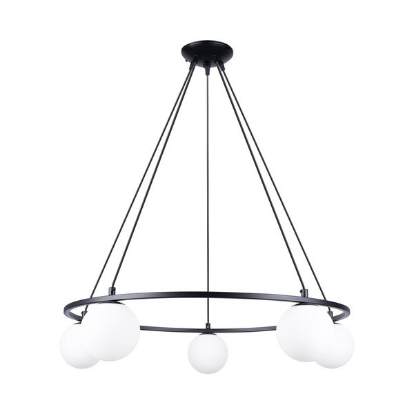 Lampadario bianco/nero con paralume in vetro Umerta – Sollux