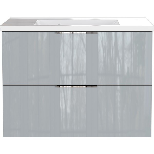 Mobile da lavabo grigio lucido da appendere 81x61 cm Celano – Germania-image-2