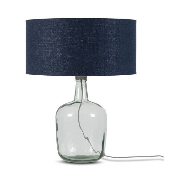 Lampada da tavolo con paralume blu scuro e struttura in vetro riciclato di Murano, ⌀ 47 cm - Good&Mojo