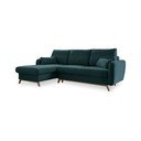 Divano letto angolare turchese, angolo sinistro Scandic Lagom - Miuform