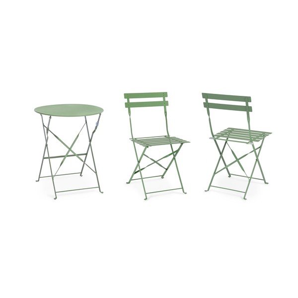 Set da pranzo da giardino color salvia in acciaio per 2 persone Austin – Bizzotto-image-2