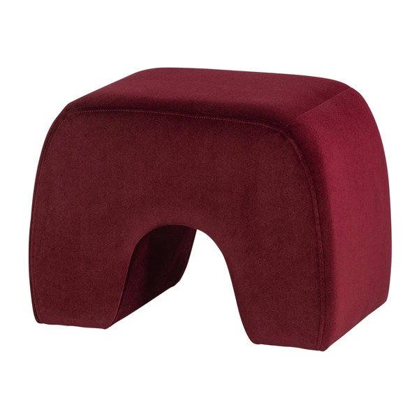 Poggiapiedi burgundy con rivestimento in velluto Lucen – WOOOD-image-3