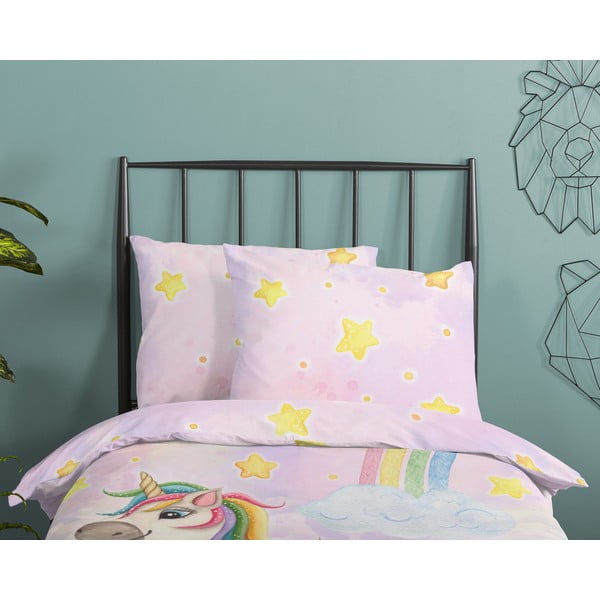 Set copripiumino e federa da bambini rosa in cotone per letto singolo 140x200 cm Unisweet – Good Morning-image-2