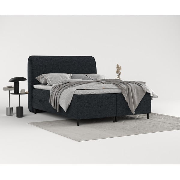 Letto boxspring nero con contenitore 140x200 cm Melba - Maison de Rêve-image-1