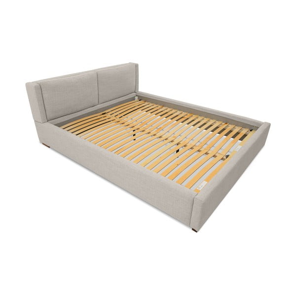 Letto matrimoniale imbottito grigio chiaro con doghe in legno 180x200 cm Dreamer - Scandic-image-4