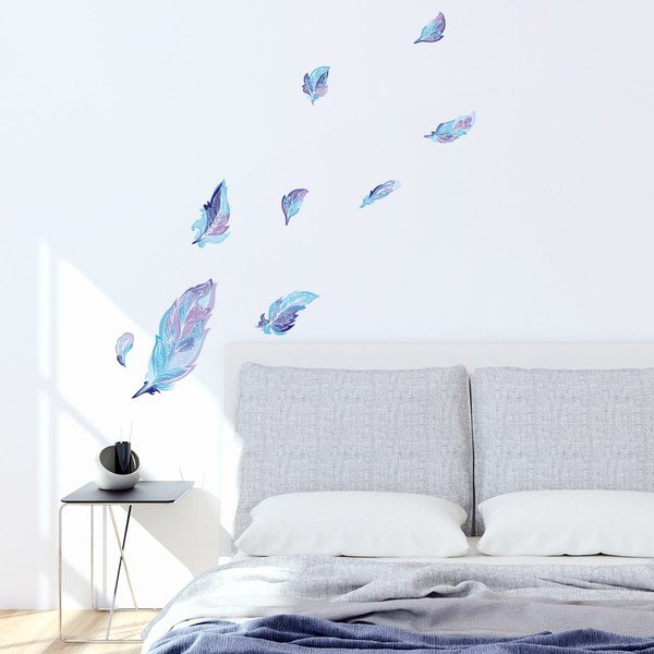 Sada 9 samolepek Ambiance Boho Feathers