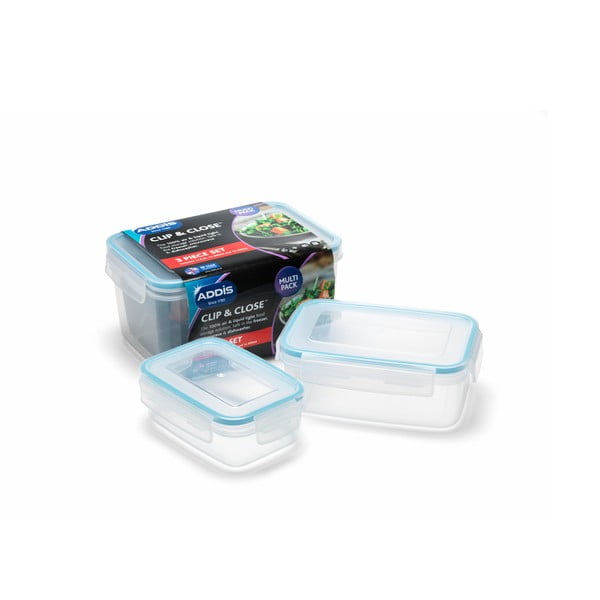 Set di 3 barattoli per alimenti con coperchio Clip And Close rettangolare Clip & Close - Addis-image-1