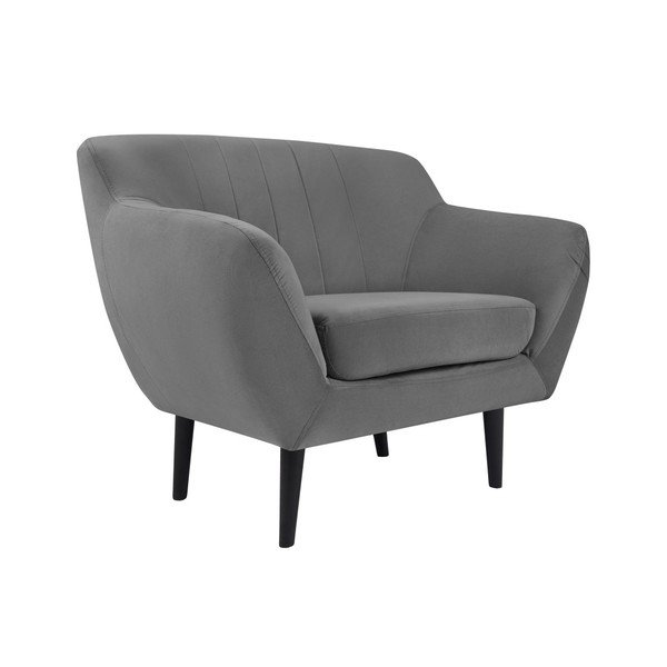 Poltrona grigia Toscane, gambe nere - Mazzini Sofas-image-1
