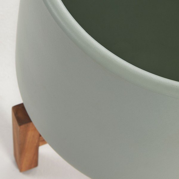 Vaso verde con supporto, altezza 36 cm Denpasar - Kave Home-image-1