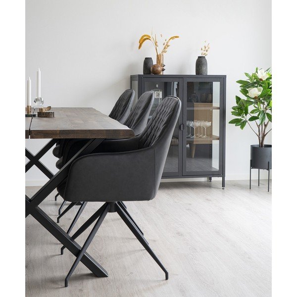 Sedia da pranzo grigio scuro in imbottito Harbo – House Nordic-image-1