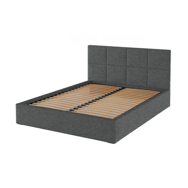 Letto matrimoniale imbottito color antracite con contenitore con rete inclusa 180x200 cm Bufo – MESONICA-image-3