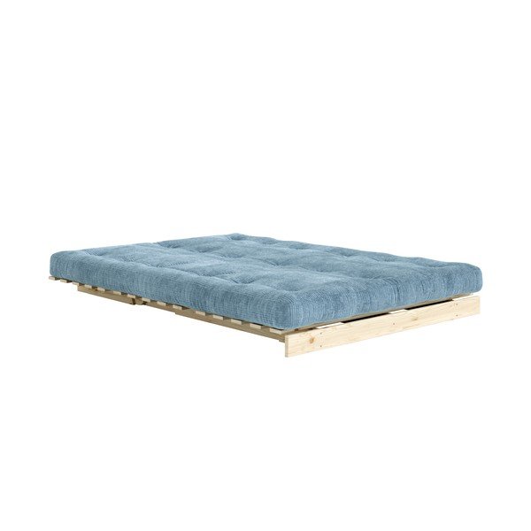 Divano azzurro allungabile con rivestimento in velluto a coste 140 cm Roots – Karup-image-3